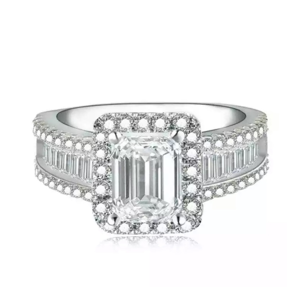 DIAMOND 925 STERLING SILVER ENGAGEMENT RING - Picture 3 of 3